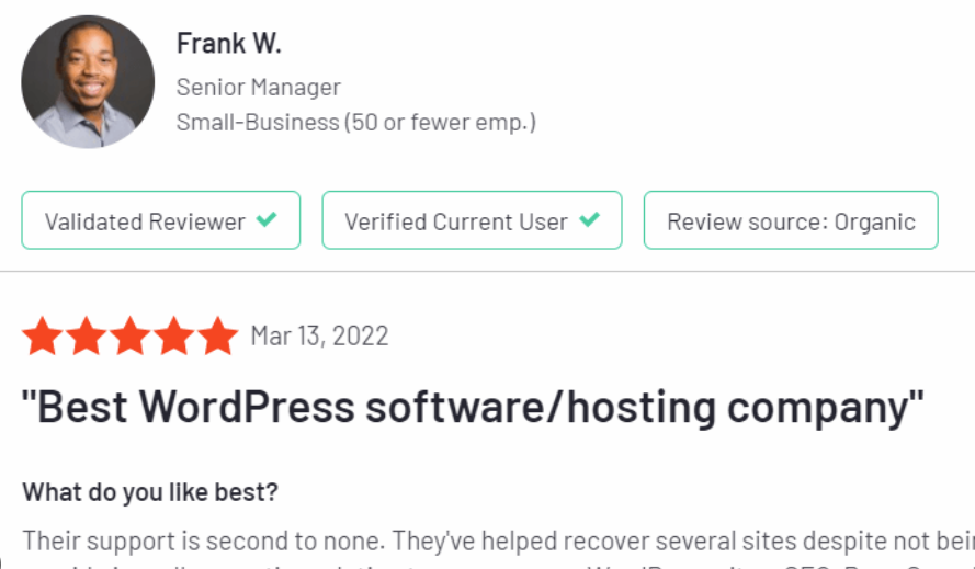 G2 software review showing a verified user review